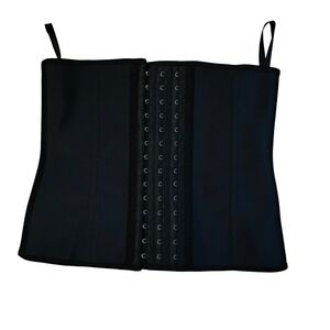 YIANNA‎ Black Latex Bonned 3 Row Waist Trainer Size Small